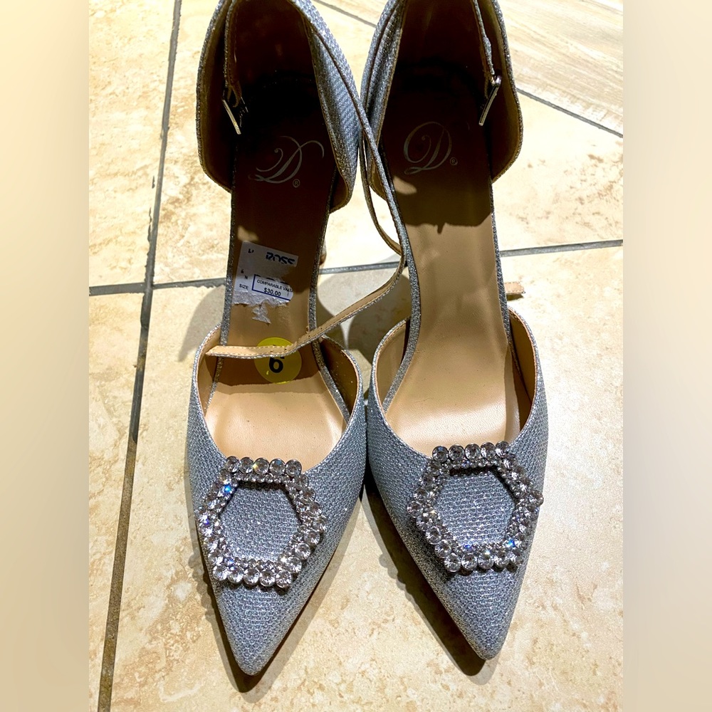 Glittery, Silver heels for weddings, church or just for feeling fabulous!